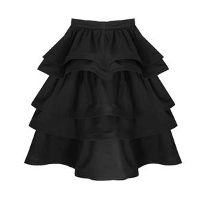 Buru black teagan tiered ruffle midi skirt